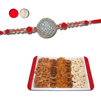 "RAKHIS -AD 4170 A (Single Rakhi), Dryfruit Thali - RD1000 - Click here to View more details about this Product